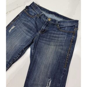 Rock & Republic Bootcut Jeans Womens 10 Dark Wash Studded Embroidered‎ Stretch